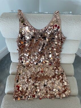 Rose Gold Sequin Tank Dress